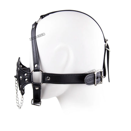 Thierry Plug Your Hole Open Mouth Gag Leather Head Harness, SM Bondage Slave Sex Toys for Couple Adult Games Erotic Sex Products