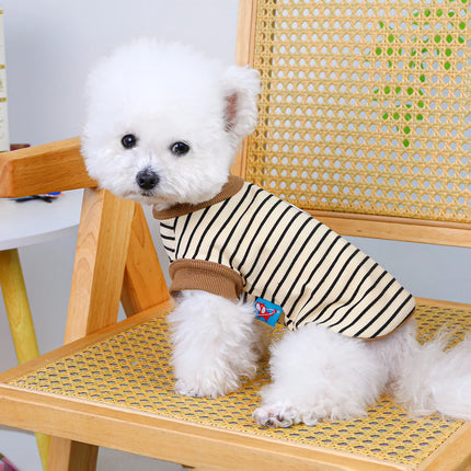 Vintage Small Vest Pet Clothes Dog Cat Anti-hair Loss Summer Sleeveless Coffee Striped Jumper