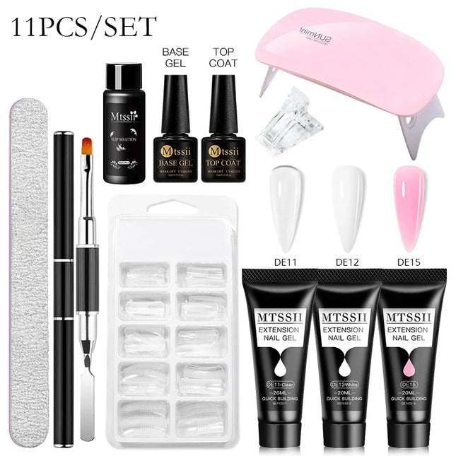 MTSSII 20m Extension Nail Gel Set Manicure Set Finger Quick Buliding Extension Gel Nail Polish Kit Soak Off UV Gel LED Nail Art