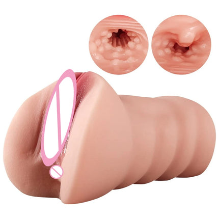 2 in1 Male Masturbator Realistic Vagina Anal for Men Pocket Pussy Soft Silicone Masturbation Cup 18+ Adult Sex Toys Erotic Games