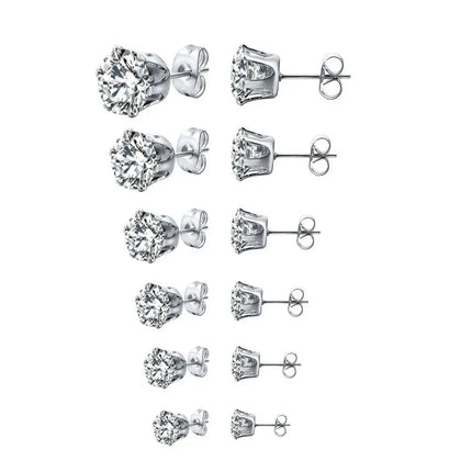 3-8mm Small Black Silver Color Earrings Stone CZ Crystal Ear Studs Surgical Steel Cubic Zirconia Helix Earring Women Accessories