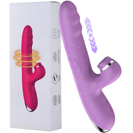 Telescopic Licking Dildo Vibrator 60°Rotating Female Clitoral Vaginal Anal Stimulation Massage Sex Toys for Women Couples