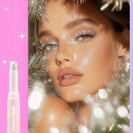 Jelly Eyeshadow Highlight Stick, Glitter Shimmer Long-Lasting High Pigment, Valentine's Day Party Beach Travel Holiday