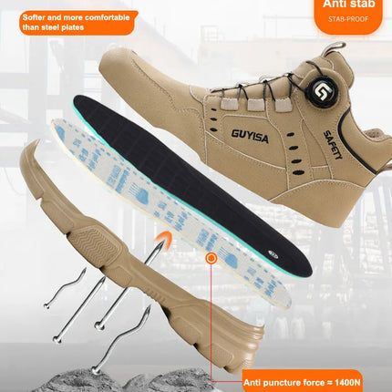Men's Rotating Button Labor Protection Shoes Anti-smash Anti-Puncture Safety Shoes Work Boots Steel Toe Shoes Indestructible Shoes
