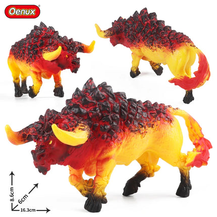 Oenux Simulation Dinosaur Dragon Turtles Fire Bull Orangutan Magma Golem Animal Model Action Figures Pvc Collection Kid Toy Gift