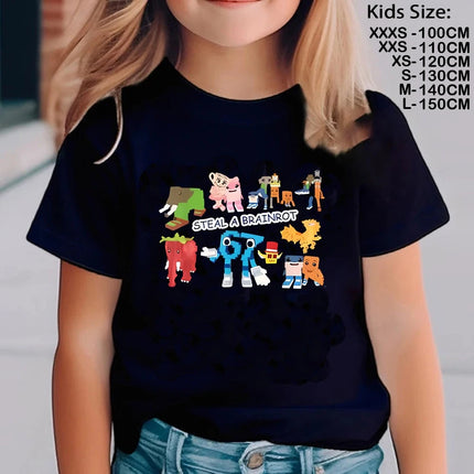 67 Six Seven for Childrens Steal A BrainRot Shirt Funny Gamer Meme for Boys T-Shirt Italian Brainrot Kids Gaming Y2k Saying Tees