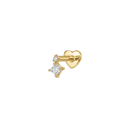 CANNER 1PC 925 Sterling Silver Crown Horse Eye Zircon Heart Flat Head Cartilage Piercing Stud Earring For Women Claasic Earring