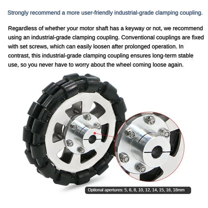 40Kg Load Omnidirectional Wheel Caster Tires 127mm 152mm 203mm Omni Wheel with Flange Coupling Robot ROS Platform Robot Wheel