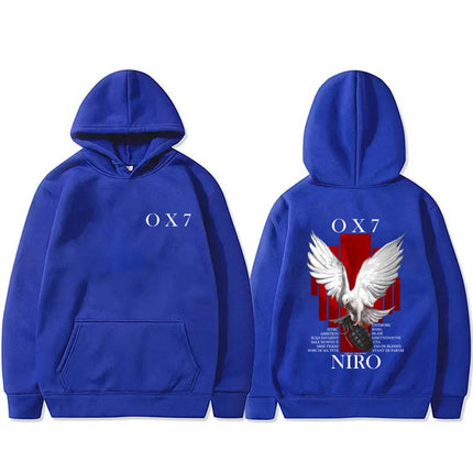 Rapper Niro OX7 Album Graphic hoodie Men Women Hip Hop Fashion Pop Music sweatshirt Male Casual Cotton Vintage pullover hoodies