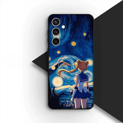 Casing Phone Cover for Samsung Galaxy S22 S21 S20 FE Ultra Plus A07 A17 A15 A16 A25 A57 A37 Case  S-SailorS Anime Girl Moons