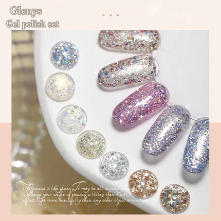 Glenys 25 color nail polish gel net red popular semi permanent immersion gel nail salon nail art varnish set 15ml