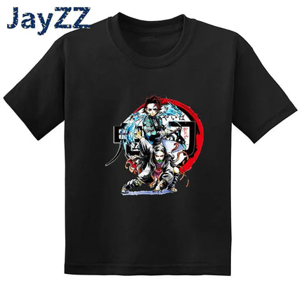 Children's Demon Slayer Anime Cartoon T-Shirt Fun Kids' Clothing Baby Boys and Girls Summer Fashion T-Shirt