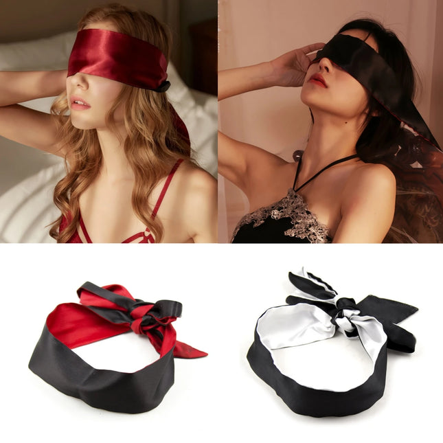 Adult Silk Eye Mask Multi-Color High-Quality with Ribbon Tie Women's Eye Cover Accessory for Couples Role Play