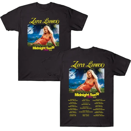 Zara Larsson Midnight Sun Global Tour Merch T-Shirt Men Women Album Poster Graphic Print Cotton Tees Neck Loose Oversized Tops