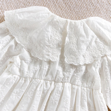 Baby autumn embroidered lace lace collar long-sleeved Ha dress dress, sweet one-piece dress for baby girls, first birthday eveni