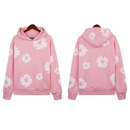 DENIM TEARSTHoodie Cross border European and American Hot selling Cotton Foam Printed Tears Hoodie Men's and Women's Hoodies