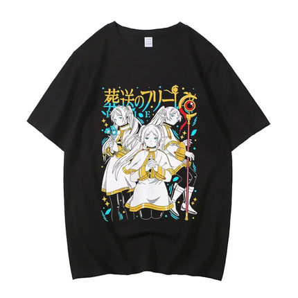 Frieren T-Shirt Men Women Beyond Journey's End Anime Clothing Cartoon T-shirt Short Sleeve TShirt Cotton Tees Top