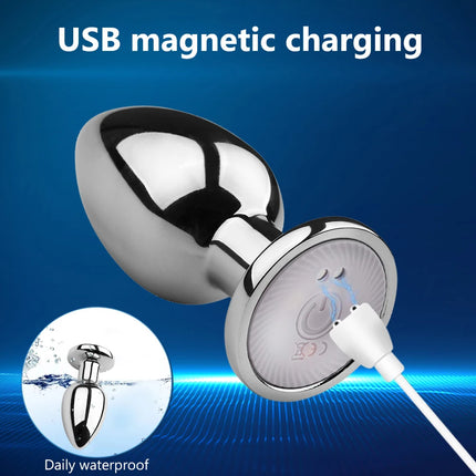 Vibrating Remote Heart-Shaped App Control Man and Woman Metal Anal Plug Adult Luminous Electric Anal Dildo Couple Intimate Toys