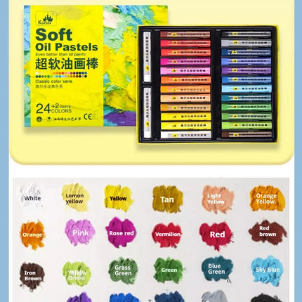 Kuelox Professional Super Soft Oil Pastel Crayon 24/36/48 Colors Artist White Soft Pastels For Painting Stationery Art Supplies