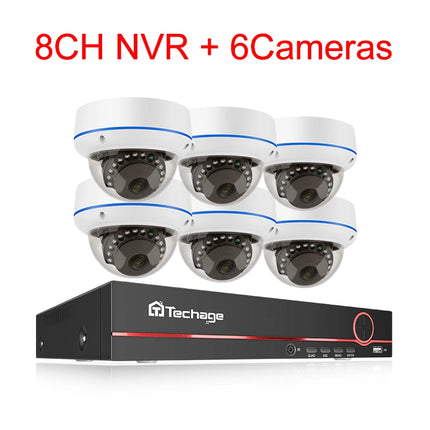 Techage H.265 5MP 8CH POE Camera System One-way Audio Vandalproof Camera Metal Indoor CCTV Video Security Surveillance Kit P2P