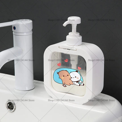 300ML Panda Bear Bubu Dudu Transparent Soap Dispensers Refillable Portable Empty Bottle Shower Gel Detergent Dispensing Bottle