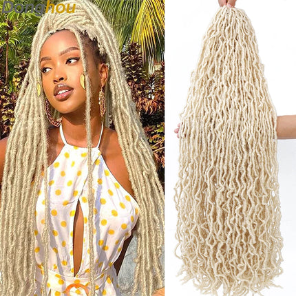 Long Goddess Faux Locks Crochet Braids Brown Blue 1B 30 350 Soft Locs Braiding Hair Synthetic Faux Locs Crochet Hair Extensions