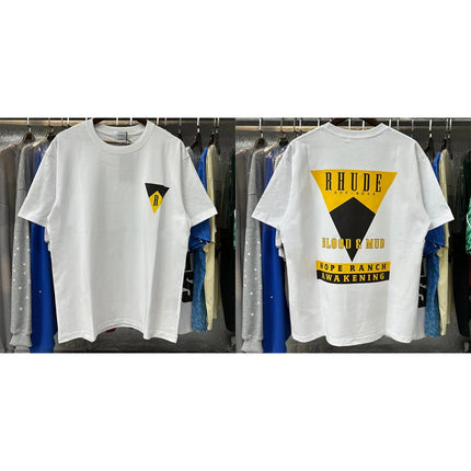 26SS New American Style Rhude T-Shirt High Street Hip Hop Fashion Men's Women's Trendy Short Sleeve Stock