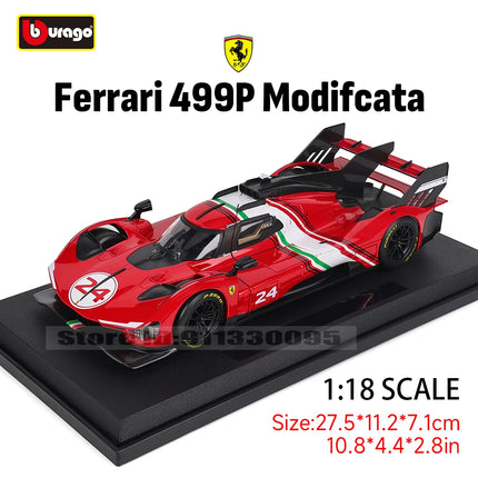 Bburago 1:18 Ferrari 499P LMH 2024 Car Model Boy Big Toy Static Die Cast Vehicles Collectible Model Car Toys