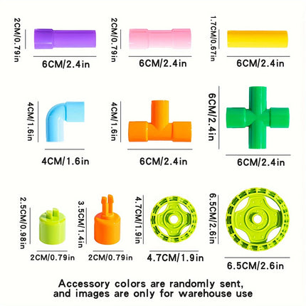 Children'S Pipe Toy Wheel Assembly Water Pipe Insertion Male And Female Bagged Plastic Versatile Large Particle Building Blocks