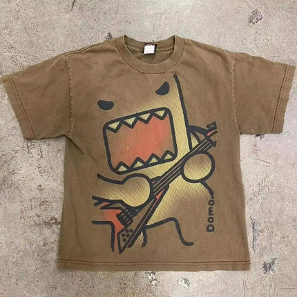Summer 2000S New Fashion Kawaii Oversized Graphic T-Shirts Male Y2K Street Retro Pure Cotton Plus T-Shirt Casual Couple Tops