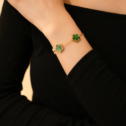 Adjustable Stainless Steel Lucky Five-Petal Flower Bracelet For Woman Stylish Blossom Five-Leaf Exquisite Jewelry Gift Wholesale