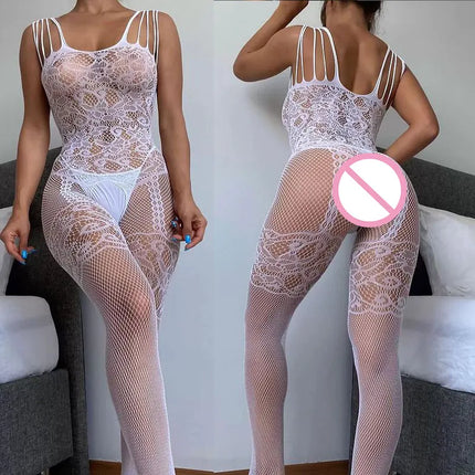Porn Fantasy Open Crotch Body Stocking Set 18 Erotic Fishnet Toys Lace Lingerie For Sex Women Adult Desire Tights High Stretch