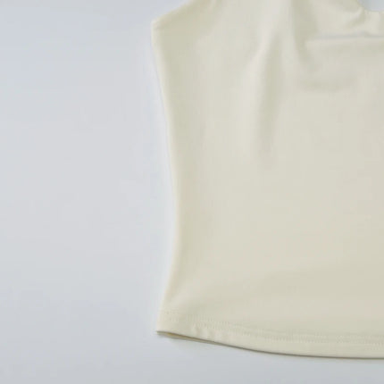 Hugcitar Women's Fashion Halter Solid Loop Backless Bandage Sexy Crop Tank Top 2025 Summer Casual Clothes Streetwear Vacation Club