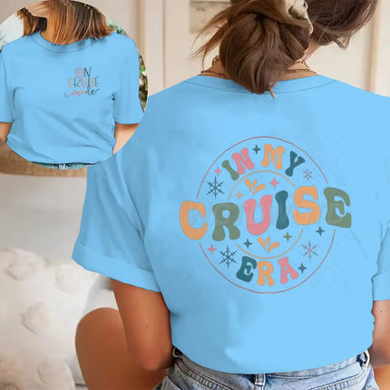"In My Cruise Era" Graphic T Shirts Women Men "On Cruise Mode" Print Casual Tops Retro Cruise Crewneck Short Sleeve T-shirt