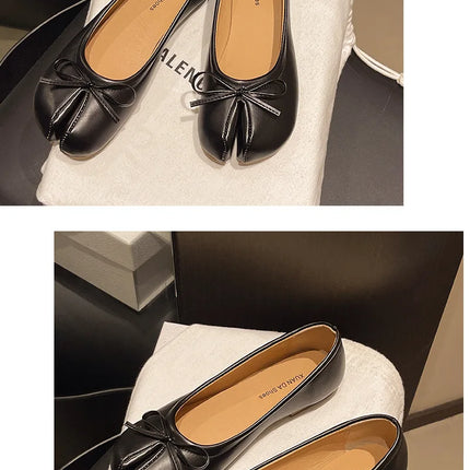 Summer Women's Bowknot Flat Tabi Ninja Shoes Pig Toe Slippers Lazy Person Horse Hoof Shoes Women Split Toe Mocassines Loafers