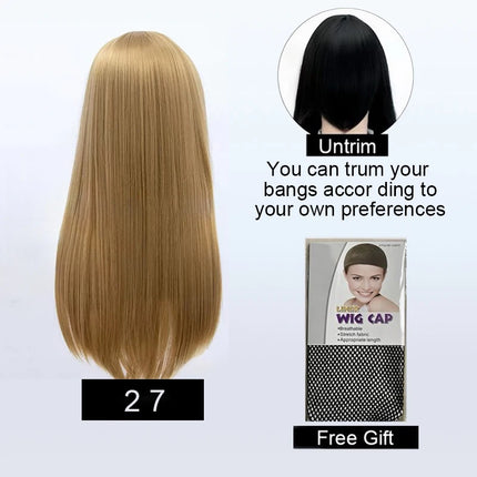 Snoya 60cm synthetic long straight cosplay wig with bangs Heat Resistant hair Anime pink blonde red blue purple women wig