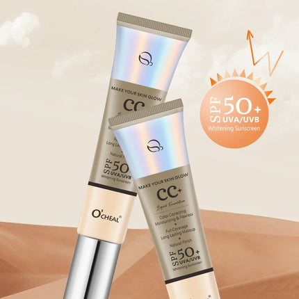 Ocheal 30g CC Cream Foundation Waterproff Concealer Moisturizing Sunscreen Liquid SPF 50+ Long Lasting Brightening Makeup Primer