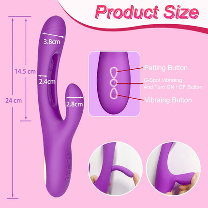 3-IN-1 Rabbit Vibrator for Women Powerful Tapping Flapping Vibrator Clitoral Stimulator Massager Female G-Spot Finger Dildo Sex
