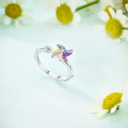 Adjustable Rings 925 Sterling Silver Mermaid Wing Dragon Sunflower Tulip Open Rings For Women Female Original Engagement Jewelry
