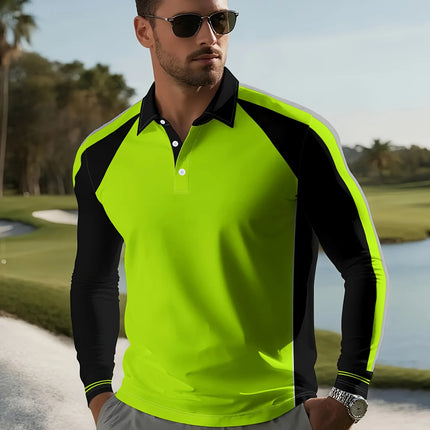 The new men's long-sleeved POLO shirt for Spring and Autumn 2025 features street fashion and comfort with 3D pattern printing