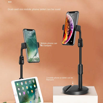 Liftable Mobile Dual Card Slot  Phone Holder Strong Bearing Capacity Desk Bracket Multi-function Video Chases Drama Artifact