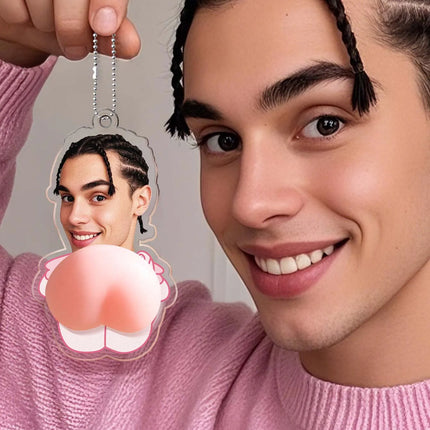 Custom Face Keychain with Soft Squishy Butt Personalized Funny Photo Key Ring Unique Gift for Friends