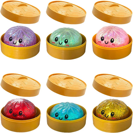 Glitter Dumpling Squishies Toy Bun Baozi Dumpling Mystery Box Colorful Food Squishy Sensory Fidget Toy Anti Stress Squeeze Ball
