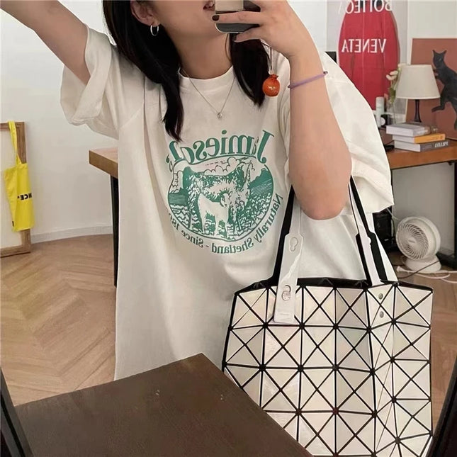 Loose Cotton Short Sleeve T-Shirt Women's Style Lazy Fashion Design Half Sleeve Body Shirt Summer Season round Neck Plant Floral