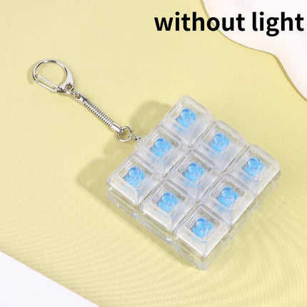4/9 Keys Mechanical Keyboard Axis Tester LED Keyboard Key Toy Stress Relief DIY Button Keycap Fidget Keychain Toys Gift