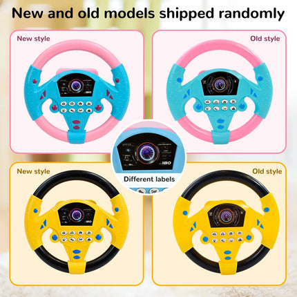 Kids Simulated Steering Wheel Toy with Music Light,Early Educational Electric Sounding Toy Small Steering Wheel Toy Gift for Kid