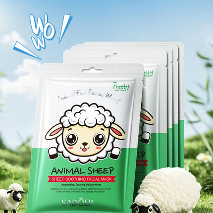 5pcs SADOER Animal Pattern Masks Face Mask Moisturizing Anti Wrinkles Anti-Aging Whitening Facial Masks Skin Care Novel Products