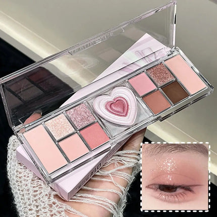 12-Color Tea Apricot Eye Makeup Palette Low Saturation Eyeshadow Palette Pearlescent Matte Shimmer Earth Color Eye Shadow Beauty