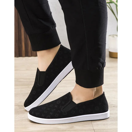 Low-Top Men's Shoes Chinese Style Soft Bottom Driving Shoes Breathable Casual Loafers Flat Heel Slip-On Canvas Shoes