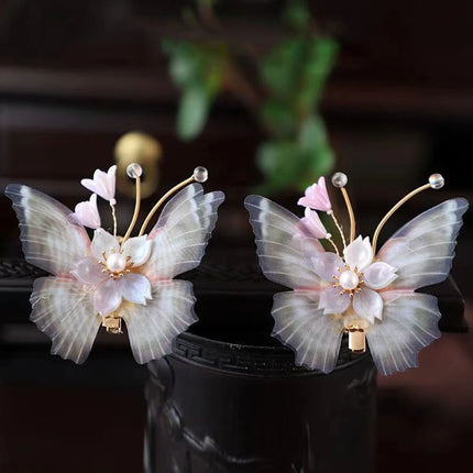 Chinese Style Flower Butterfly Hairclip Hairpin Vintage Hanfu Hair Accessories Retro Dress Headdress Hairpin Hair Jewelry